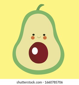 Avocado cartoon character design. symbol.