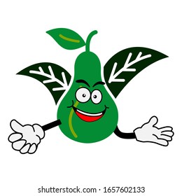 Avocado cartoon character facial expressions vector illustration
