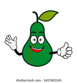 Avocado cartoon character facial expressions vector illustration