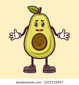 Avocado cartoon character with hands and legs vector illustration in colorful style on light background