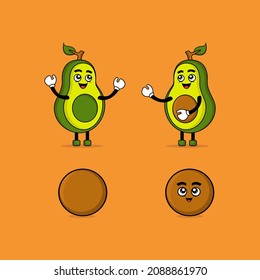 Avocado Cartoon Character Illustration Vector