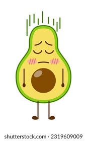 Avocado cartoon character mascot design of illustration. Cute avocado cartoon sticker. Avocado emoticon.