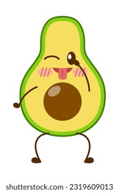 Avocado cartoon character mascot design of illustration. Cute avocado cartoon sticker. Avocado emoticon.
