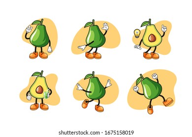 Diseño del conjunto de personajes de aguacate