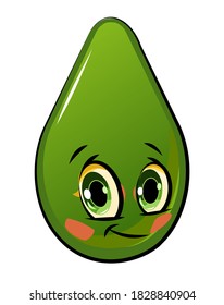Avocado cartoon. Comical face. Vector illustration. Fruit with eyes.