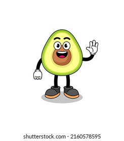 avocado cartoon doing wave hand gesture , character design