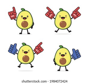 avocado cartoon. and foaming fingers, with the number one best fruit concept