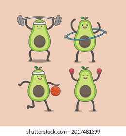 icono de aguacate caricatura lindo deporte de juego 