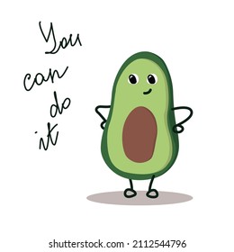 Avocado cartoon illustration. Vector. You can do it