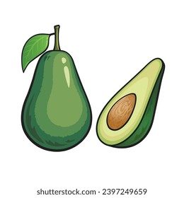 Avocado cartoon, isolate on white background, EPS10, Vector