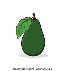 Abacate. desenho animado abacate. abacate com folha. fatia abacate.