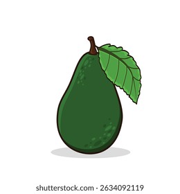 Abacate. desenho animado abacate. abacate com folha. fatia abacate.