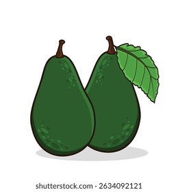Abacate. desenho animado abacate. abacate com folha. fatia abacate.