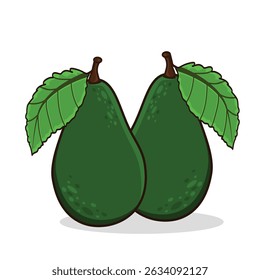 Abacate. desenho animado abacate. abacate com folha. fatia abacate.