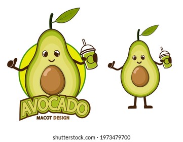 avocado cartoon mascot design vector