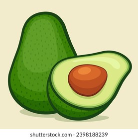 Avocado-Cartoon auf weißem Hintergrund