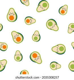 Avocado-Zeichentrickmuster, Vektorgrafik, geeignet für Babybekleidung
