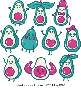 Avocado Cartoon Sticker Pack For Your Business