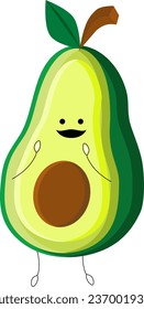 Avocado-Cartoon, Vektordesign von Cartoon avocado mit einem glücklichen Gesichtsausdruck