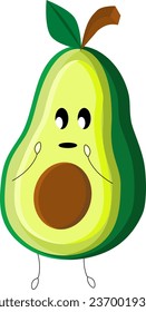 Avocado cartoon, vector design of cartoon avocado with a happy facial expression