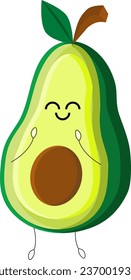 Caricatura de aguacate, diseño vectorial del aguacate de caricatura con expresión facial feliz