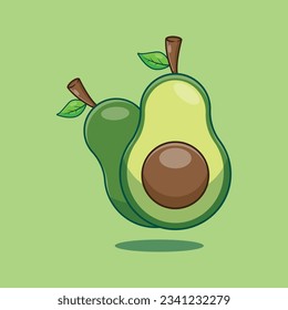 Avocado cartoon vector illustration. Fruit vector cartoon illustration suitable for poster, brochure, web, mascot, sticker, logo and icon.