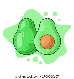 Avocado-Cartoon, Vektorgrafik einzeln auf Weiß
