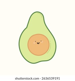 Avocado Cartoon Vector Illustration Isolated On beige background. hand drawn. Avocado for fabric design, textile print, wrapping paper, cover. Vector illustration.