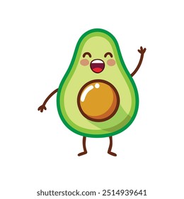 Avocado cartoon vector illustration, avocado cartoon logo