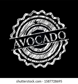 Avocado chalk emblem. Vector Illustration. Detailed.