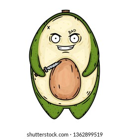 Avocado character. Bad avocado