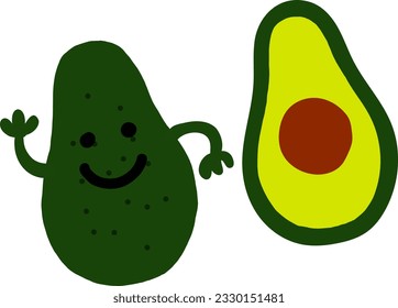 avocado-Zeichen farbige flache Illustration VektorsymbolHands können sich bewegen.
