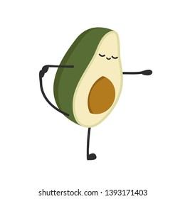 Avocado character design. Avocado on white background. yoga Avocado.