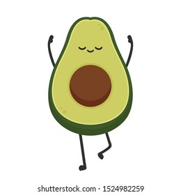 Avocado character design. avocado on white background. Yoga avocado character.