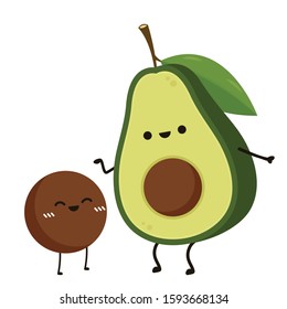 Avocado character design. Avocado on white background. Avocado vector. free space for text. wallpaper. copy space.