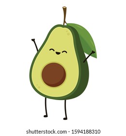 Avocado character design. Avocado on white background. Avocado vector. 