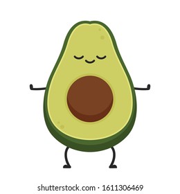 Avocado character design. avocado on white background. Avocado meditation.