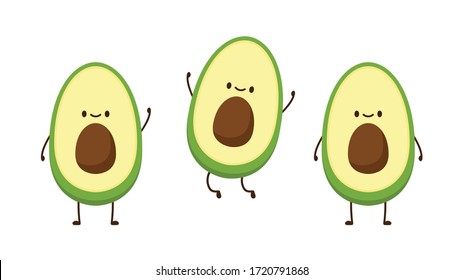 Avocado character design. avocado on white background.