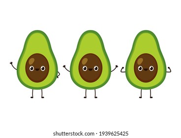 Avocado character design. avocado on white background.