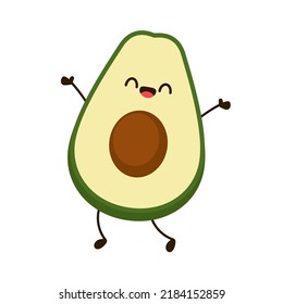 Avocado Charakterdesign. Avocado auf weißem Hintergrund.