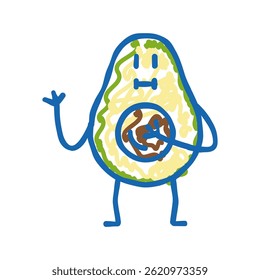abacate caractere ícone doodle esboço vetor. sinal de caractere abacate. símbolo isolado ilustração