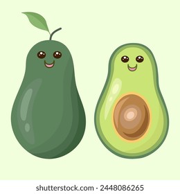 Avocado character, flat vector illustration