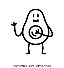 avocado character line icon vector. avocado character sign. isolated contour symbol black illustration