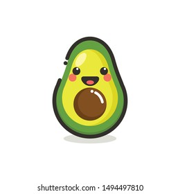 Avocado Character Mascot.  Fruit & Vegetable Cute Simple icon Vector