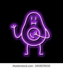 avocado character neon light sign vector. avocado character illustration
