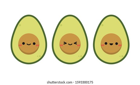 Avocado character. Avocado on white background. Avocado vector. free space for text. wallpaper. copy space.