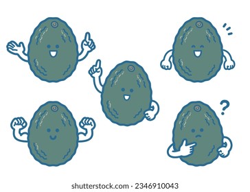 Avocado character pose set illustration