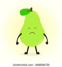 Avocado Character Sad Cartoon Vector.
