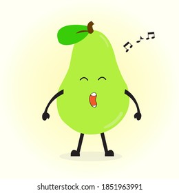 Avocado Character Sing Cartoon Vektor