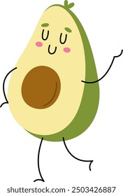 Avocado Character Walking Vector Illustration